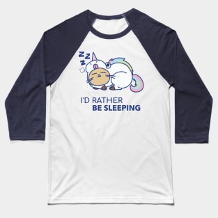 I'd Rather Be Sleeping Cat in Unicorn Pajamas Baseball T-Shirt